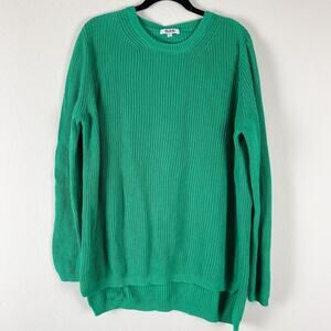 525 America Sweater Womens Medium Green Oversized Knit Pullover Crew Neck